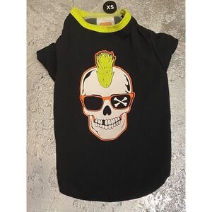 Simply Wag Pet Shirt XS Black Skull Mohawk Halloween Dog‎ Costume Tee